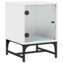 Mesitas de noche con puertas de vidrio 2 uds blanco 35x37x50 cm de , Mesitas de noche - Ref: Foro24-836519, Precio: 47,20 €, ...