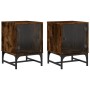 Mesitas noche puertas de vidrio 2 uds roble ahumado 35x37x50 cm de , Mesitas de noche - Ref: Foro24-836527, Precio: 45,97 €, ...