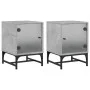 Mesitas noche puertas de vidrio 2 uds gris hormigón 35x37x50 cm de , Mesitas de noche - Ref: Foro24-836525, Precio: 45,30 €, ...