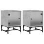 Mesitas noche puertas de vidrio 2 uds gris hormigón 35x37x50 cm de , Mesitas de noche - Ref: Foro24-836525, Precio: 46,10 €, ...