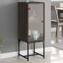 Armario auxiliar con puerta de vidrio marrón roble 35x37x100 cm de , Aparadores - Ref: Foro24-836559, Precio: 52,08 €, Descue...