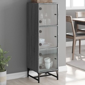 Aparador con puertas de vidrio gris Sonoma 35x37x120 cm de , Aparadores - Ref: Foro24-836565, Precio: 73,31 €, Descuento: %