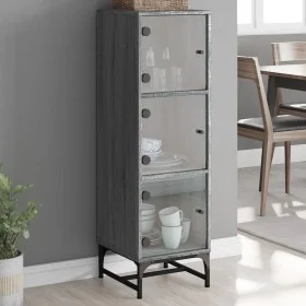Aparador con puertas de vidrio gris Sonoma 35x37x120 cm de , Aparadores - Ref: Foro24-836565, Precio: 72,33 €, Descuento: %