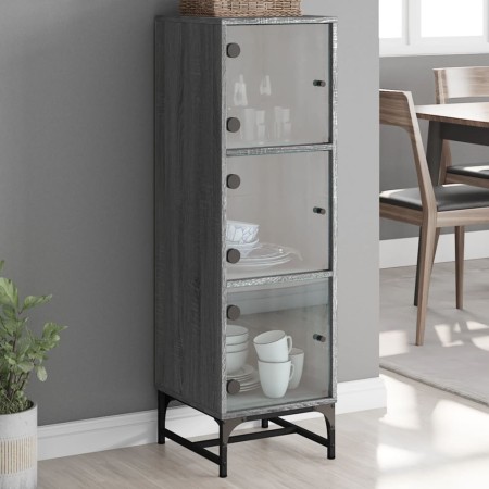 Aparador con puertas de vidrio gris Sonoma 35x37x120 cm de , Aparadores - Ref: Foro24-836565, Precio: 73,31 €, Descuento: %