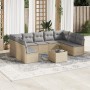 Juego de sofás jardín con cojines beige 10 pzas ratán sintético de , Conjuntos de jardín - Ref: Foro24-3249918, Precio: 593,8...
