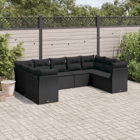 Set de sofás de jardín 8 piezas y cojines ratán sintético negro de , Conjuntos de jardín - Ref: Foro24-3249964, Precio: 598,7...