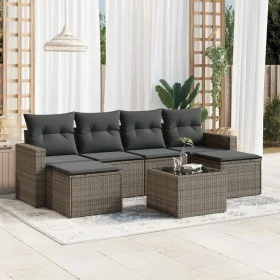 Set de sofás de jardín 7 piezas con cojines ratán PE gris de , Sofás modulares de exterior - Ref: Foro24-3251667, Precio: 403...