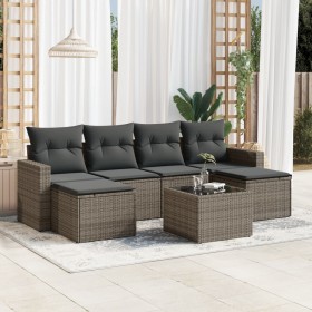Set de sofás de jardín 7 piezas con cojines ratán PE gris de , Sofás modulares de exterior - Ref: Foro24-3251667, Precio: 409...
