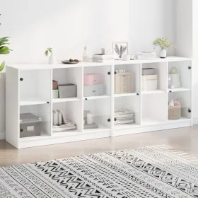 Estantería con puertas madera de ingeniería negro 204x37x75 cm de , Librerías y estanterías - Ref: Foro24-3206531, Precio: 19...