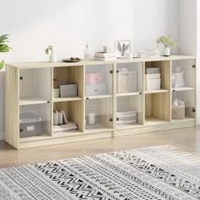 Estantería con puertas madera roble Sonoma 204x37x75 cm de , Librerías y estanterías - Ref: Foro24-3206533, Precio: 191,56 €,...