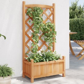 Jardinera con enrejado de madera maciza de abeto marrón de , Maceteros y jardineras - Ref: Foro24-365485, Precio: 73,59 €, De...