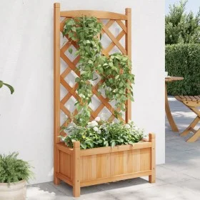 Jardinera con enrejado de madera maciza de abeto marrón de , Maceteros y jardineras - Ref: Foro24-365485, Precio: 67,01 €, De...