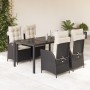 Set de muebles jardín 5 pzas con cojines ratán sintético negro en Conjuntos de jardín | Comprar online en Foru.es