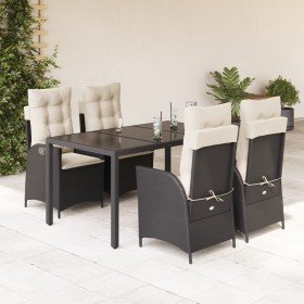 Set de muebles jardín 5 pzas con cojines ratán sintético negro en Conjuntos de jardín | Comprar online en Foru.es