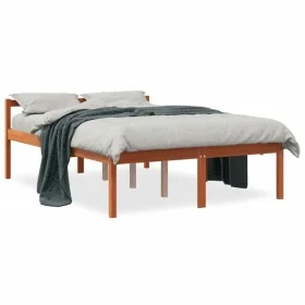 Bed for seniors solid wax brown pine wood 120x200 cm by , Beds and slatted bases - Ref: Foro24-844157, Price: 127,68 €, Disco...