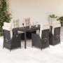 Set de comedor de jardín 7 pzas y cojines ratán sintético negro en Conjuntos de jardín | Comprar online en Foru.es