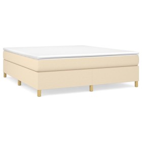 Cama box spring con colchón tela color crema 180x200 cm de , Camas y somieres - Ref: Foro24-3144543, Precio: 517,34 €, Descue...