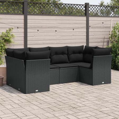 Set de sofás de jardín 6 piezas y cojines ratán sintético negro de , Conjuntos de jardín - Ref: Foro24-3249944, Precio: 443,6...