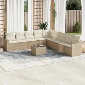 Gartensofa-Set mit beigen Kissen, 10-teilig, synthetisches Rattan von , Gartensets - Ref: Foro24-3219088, Preis: 668,75 €, Ra...
