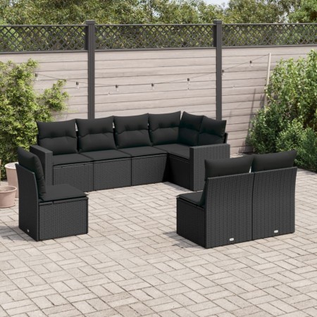 Set de sofás de jardín 8 piezas y cojines ratán sintético negro de , Conjuntos de jardín - Ref: Foro24-3219055, Precio: 503,3...