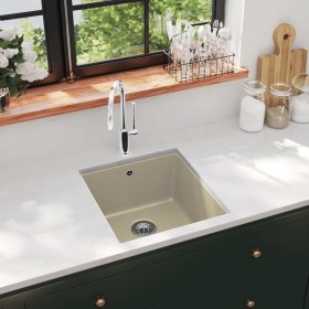 Fregadero de cocina de granito con un seno beige de vidaXL, Fregaderos - Ref: Foro24-144868, Precio: 137,32 €, Descuento: %