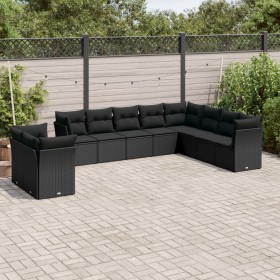 Set de sofás de jardín 10 pzas cojines ratán sintético negro de , Conjuntos de jardín - Ref: Foro24-3249694, Precio: 664,47 €...