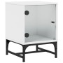 Mesita de noche con puerta de vidrio blanco 35x37x50 cm de , Mesitas de noche - Ref: Foro24-836518, Precio: 28,47 €, Descuent...