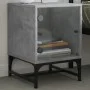 Mesita de noche con puerta de vidrio gris hormigón 35x37x50 cm de , Mesitas de noche - Ref: Foro24-836524, Precio: 27,43 €, D...