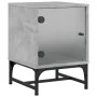 Mesita de noche con puerta de vidrio gris hormigón 35x37x50 cm de , Mesitas de noche - Ref: Foro24-836524, Precio: 27,43 €, D...