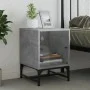 Mesita de noche con puerta de vidrio gris hormigón 35x37x50 cm de , Mesitas de noche - Ref: Foro24-836524, Precio: 27,43 €, D...