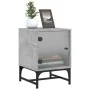 Mesita de noche con puerta de vidrio gris hormigón 35x37x50 cm de , Mesitas de noche - Ref: Foro24-836524, Precio: 27,43 €, D...