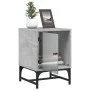 Mesita de noche con puerta de vidrio gris hormigón 35x37x50 cm de , Mesitas de noche - Ref: Foro24-836524, Precio: 27,43 €, D...