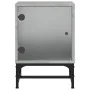 Mesita de noche con puerta de vidrio gris hormigón 35x37x50 cm de , Mesitas de noche - Ref: Foro24-836524, Precio: 27,43 €, D...