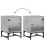 Mesita de noche con puerta de vidrio gris hormigón 35x37x50 cm de , Mesitas de noche - Ref: Foro24-836524, Precio: 27,43 €, D...