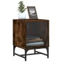 Mesita de noche con puerta de vidrio roble ahumado 35x37x50 cm de , Mesitas de noche - Ref: Foro24-836526, Precio: 27,66 €, D...