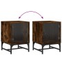 Mesita de noche con puerta de vidrio roble ahumado 35x37x50 cm de , Mesitas de noche - Ref: Foro24-836526, Precio: 27,66 €, D...