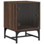 Mesita de noche con puerta de vidrio roble marrón 35x37x50 cm de , Mesitas de noche - Ref: Foro24-836530, Precio: 30,47 €, De...