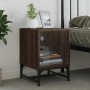 Mesita de noche con puerta de vidrio roble marrón 35x37x50 cm de , Mesitas de noche - Ref: Foro24-836530, Precio: 30,47 €, De...