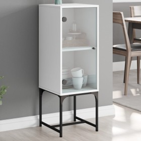 Armario auxiliar con puerta de vidrio blanco 35x37x100 cm de , Aparadores - Ref: Foro24-836553, Precio: 45,93 €, Descuento: %