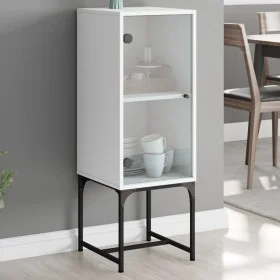 Armario auxiliar con puerta de vidrio blanco 35x37x100 cm de , Aparadores - Ref: Foro24-836553, Precio: 45,58 €, Descuento: %