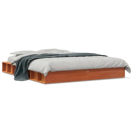 Estructura de cama madera maciza pino marrón cera 160x200 cm de , Camas y somieres - Ref: Foro24-844426, Precio: 139,54 €, De...