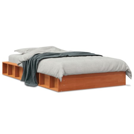 Estructura de cama madera maciza pino marrón cera 100x200 cm de , Camas y somieres - Ref: Foro24-844430, Precio: 112,74 €, De...