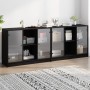 Estantería con puertas madera de ingeniería negro 204x37x75 cm de , Librerías y estanterías - Ref: Foro24-3206532, Precio: 20...