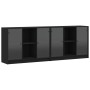 Estantería con puertas madera de ingeniería negro 204x37x75 cm de , Librerías y estanterías - Ref: Foro24-3206532, Precio: 20...