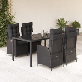 Set de muebles jardín 5 pzas con cojines ratán sintético negro en Conjuntos de jardín | Comprar online en Foru.es