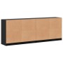 Estantería con puertas madera de ingeniería negro 204x37x75 cm de , Librerías y estanterías - Ref: Foro24-3206532, Precio: 20...
