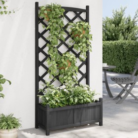 Jardinera con enrejado madera maciza de abeto negro de , Maceteros y jardineras - Ref: Foro24-365490, Precio: 111,82 €, Descu...