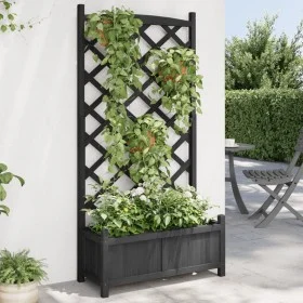 Planter with solid black fir wood trellis by , Pots and planters - Ref: Foro24-365490, Price: 83,51 €, Discount: %