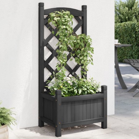 Jardinera con enrejado madera maciza de abeto negro de , Maceteros y jardineras - Ref: Foro24-365484, Precio: 64,37 €, Descue...