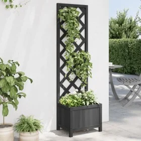Jardinera con enrejado madera maciza de abeto negro de , Maceteros y jardineras - Ref: Foro24-365478, Precio: 59,62 €, Descue...